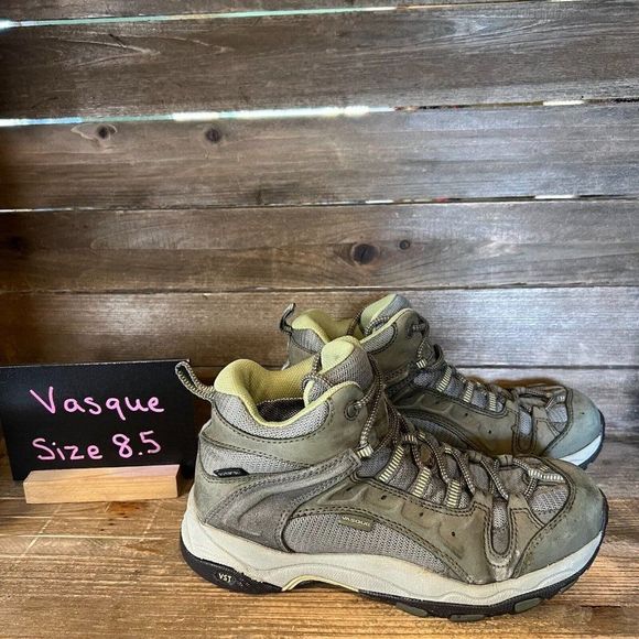 Womens Vasque VST Green Leather Outdoor Ankle Hiking‎ Boots Size 8.5 M GUC - Picture 1 of 6